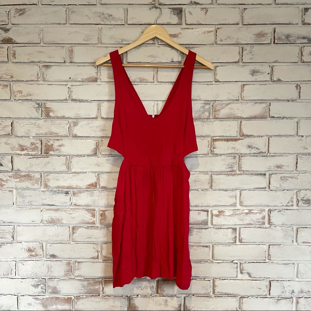 Coincidence & Chance red dress cutout open sides